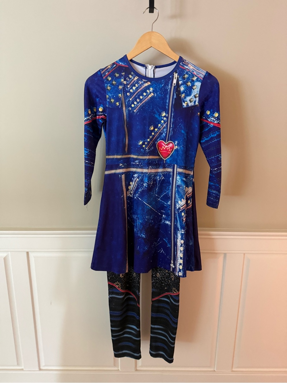Descendants Navy Blue Costume Dress & Printed Leggings Set (One-Piece)
